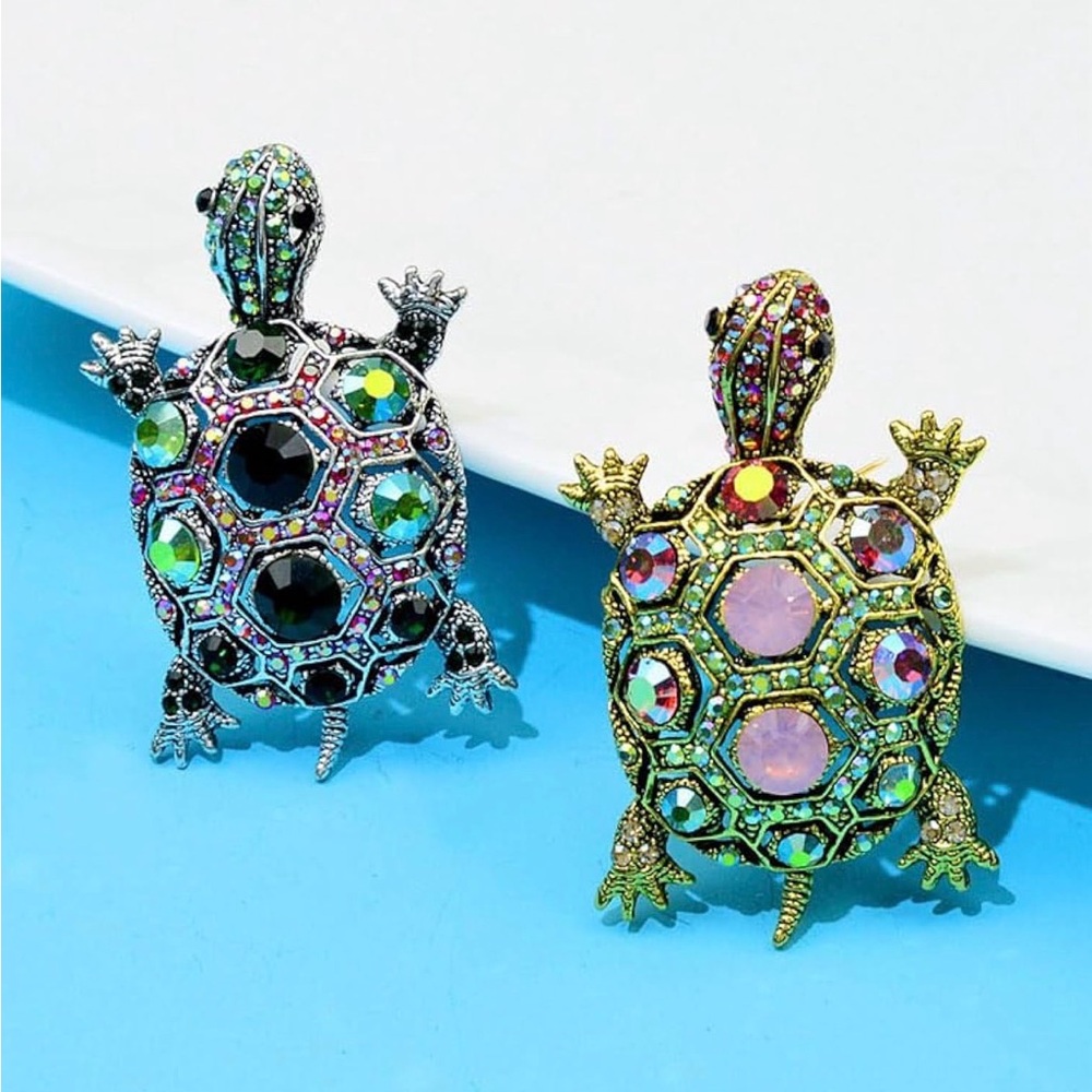 Colorful‎ Turtle Brooch Set Rhinestone Elegant Luxury Jewelry Lot